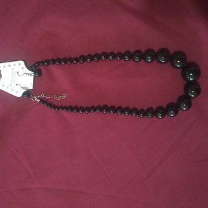 18 inch black beaded necklace with earring set